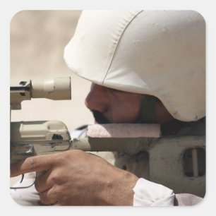 Pegatina Cuadrada Las vistas iraquíes del sargento de ejército en