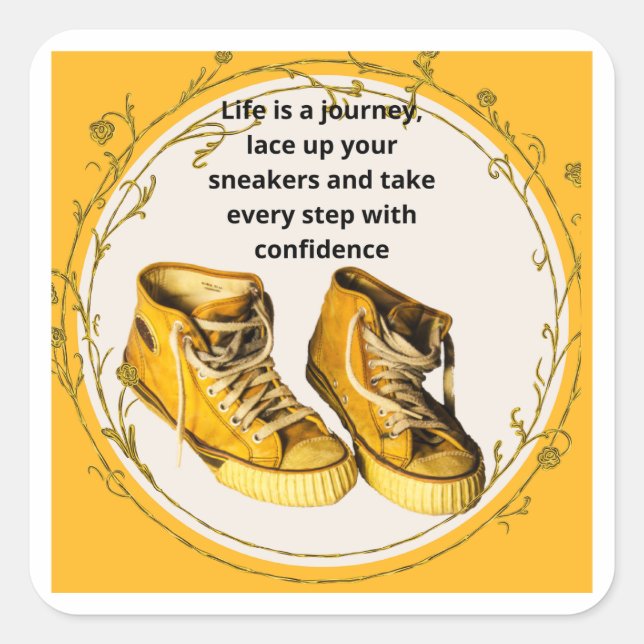 Pegatina Cuadrada Las zapatillas de Hiker (Anverso)