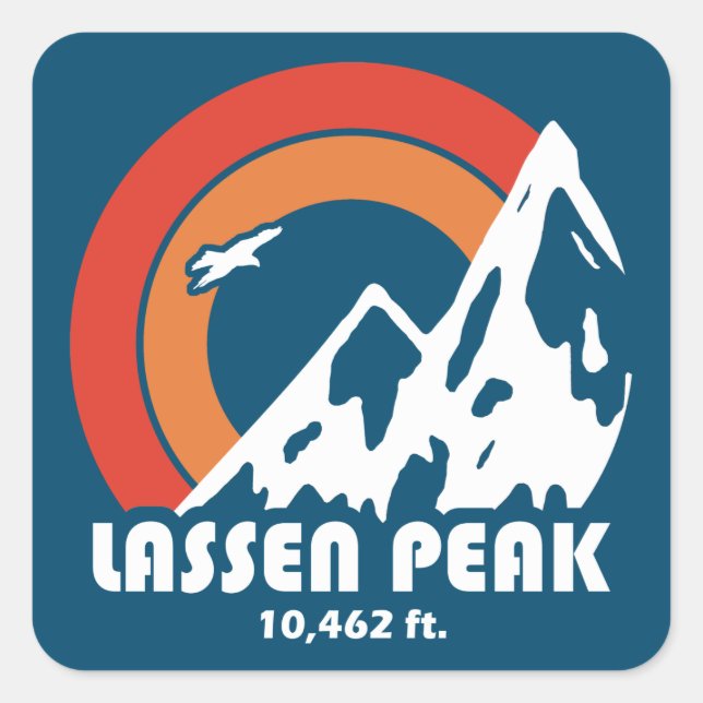Pegatina Cuadrada Lassen Peak California Sun Eagle (Anverso)