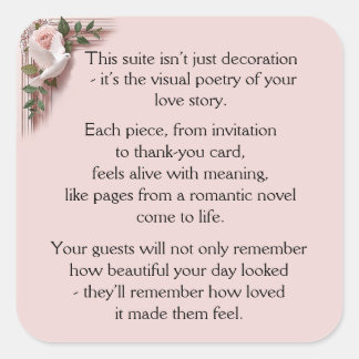 Pegatina Cuadrada Lasting Impression -  Pink Roses & Doves