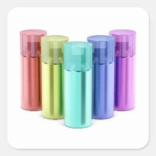 Pegatina Cuadrada Latas de aerosol multicoloras de aerosol