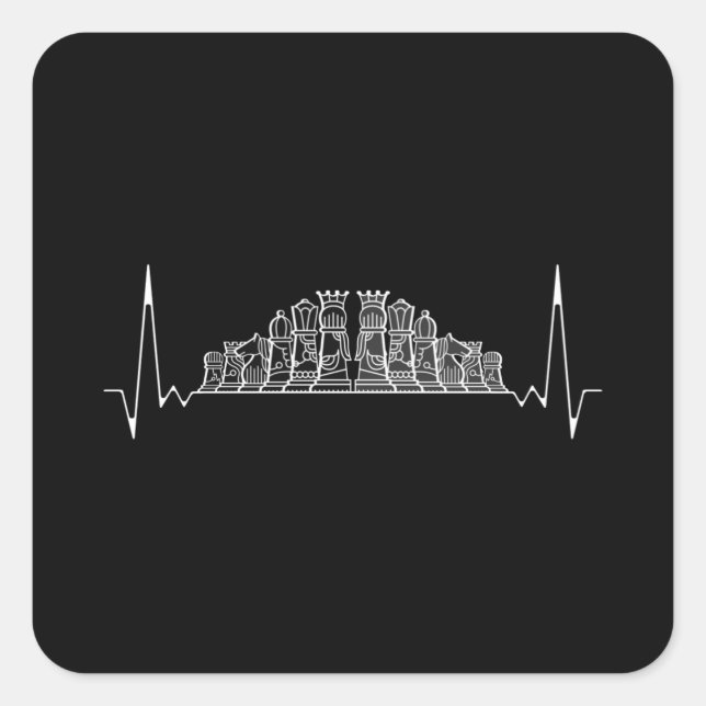 Pegatina Cuadrada Latido de ajedrez (Anverso)