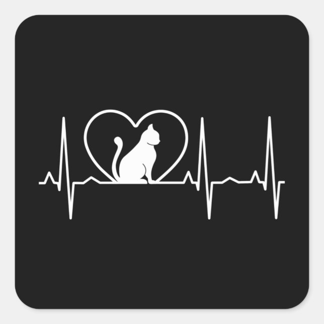 Pegatina Cuadrada latido del gato (Anverso)