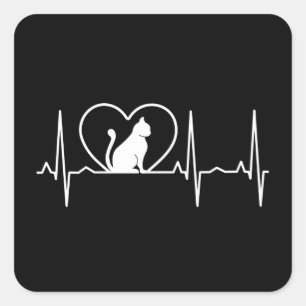 Pegatina Cuadrada latido del gato