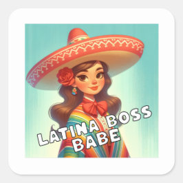 Pegatina Cuadrada Latina Boss Babe Latinx Propietaria de Pequeñas Em