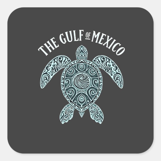 Pegatina Cuadrada Latino del Mar de la Tortuga del Golfo de México (Anverso)