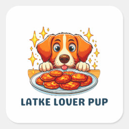 Pegatina Cuadrada Latke Lover Pup