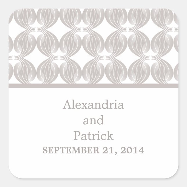 Pegatina Cuadrada Latte Modern Deco Wedding Stickers (Anverso)