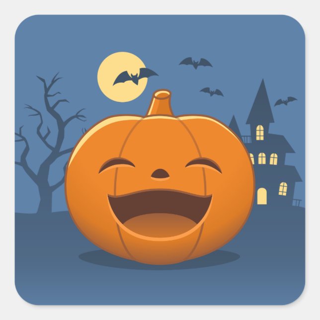 Pegatina Cuadrada Laughing Halloween Pumpkin (Anverso)