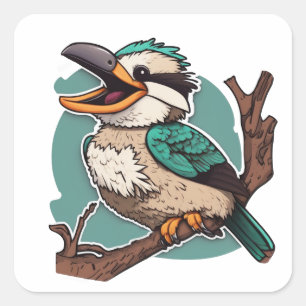Pegatina Cuadrada Laughing Kookaburra