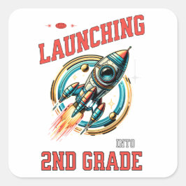 Pegatina Cuadrada Launching into 2nd Grade -Back to School