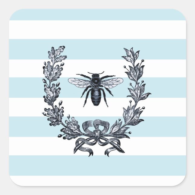 Pegatina Cuadrada Laurel Wreath y el concurso de abejas napoleónicas (Anverso)