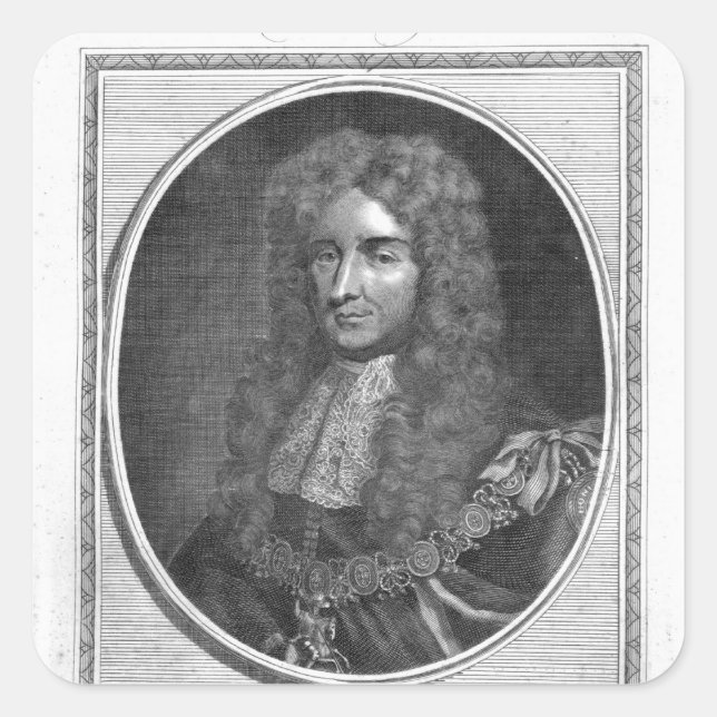 Pegatina Cuadrada Laurence Hyde, primer Conde de Rochester (Anverso)