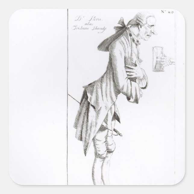 Pegatina Cuadrada Laurence Sterne (Anverso)