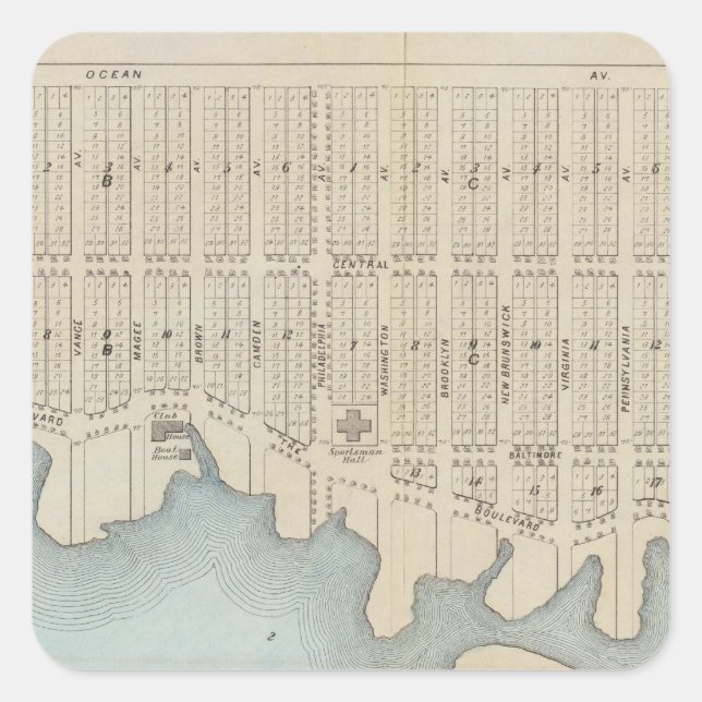 Pegatina Cuadrada Lavallette City by the Sea, Squan Beach, NJ (Anverso)