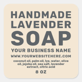 Pegatina Cuadrada Lavanda moderna hecha a mano Soap Ivory