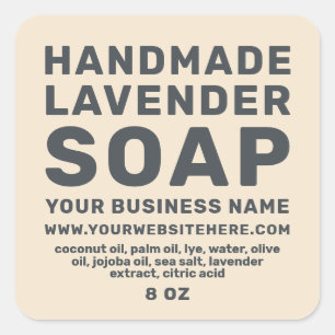 Pegatina Cuadrada Lavanda moderna hecha a mano Soap Ivory