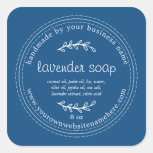 Pegatina Cuadrada Lavanda Rusa Hecha a Mano Soap Classic Blue