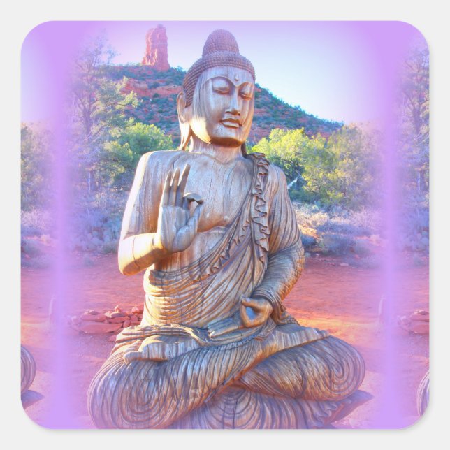 Pegatina Cuadrada lavender aura buddha (Anverso)