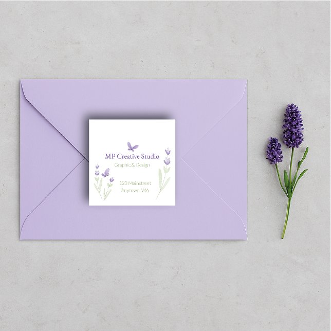 Pegatina Cuadrada Lavender Business Branding (Subido por el creador)