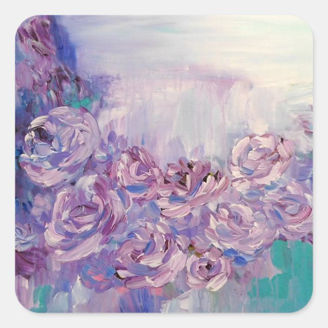 Pegatina Cuadrada Lavender Love (Anverso)