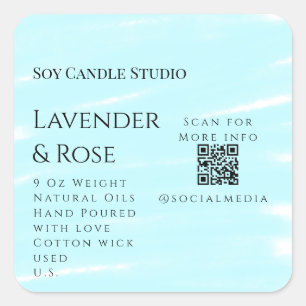Pegatina Cuadrada Lavender rosa soja negocios de velas añadir código