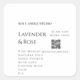 Pegatina Cuadrada Lavender rosa soja negocios de velas añadir código