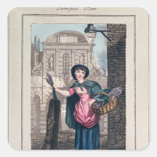 Pegatina Cuadrada Lavender, Temple Bar, de 'Cries of London' (Anverso)