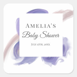 Pegatina Cuadrada Lavender Watercolor Abstract Square Sticker