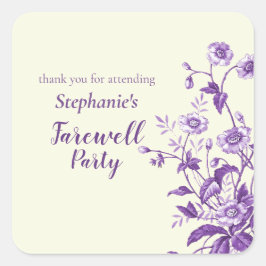Pegatina Cuadrada Lavender Wildflower, Fiesta de despedida de las mu