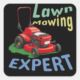 Pegatina Cuadrada Lawn Mowing Expert