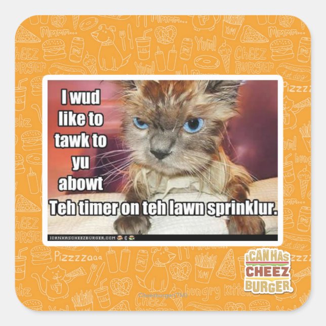 Pegatina Cuadrada Lawn Sprinklur Timer (Anverso)