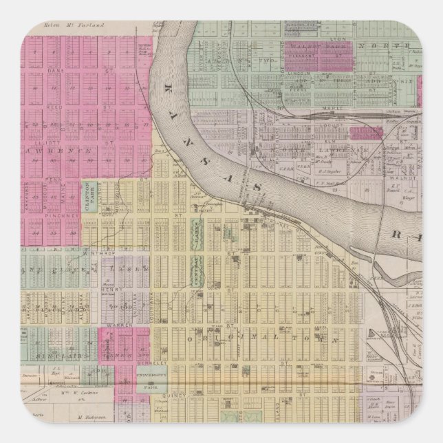 Pegatina Cuadrada Lawrence, Kansas (Anverso)