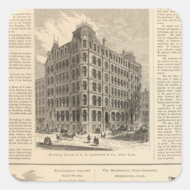 Pegatina Cuadrada Lawrence y los banqueros Birmingham Iron (Anverso)