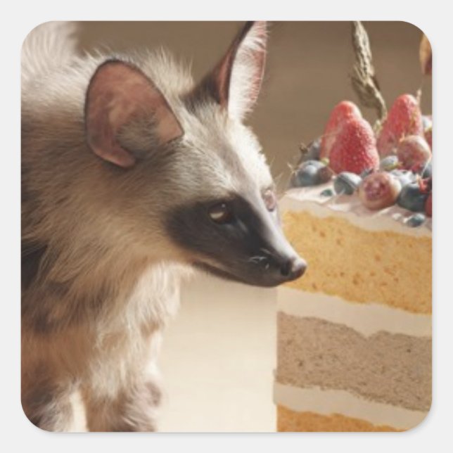 Pegatina Cuadrada Layer Cake & Hyena Sticker (Anverso)
