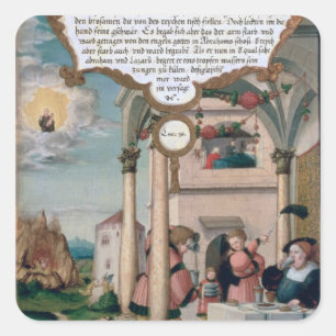 Pegatina Cuadrada Lazarus y la tabla del hombre rico