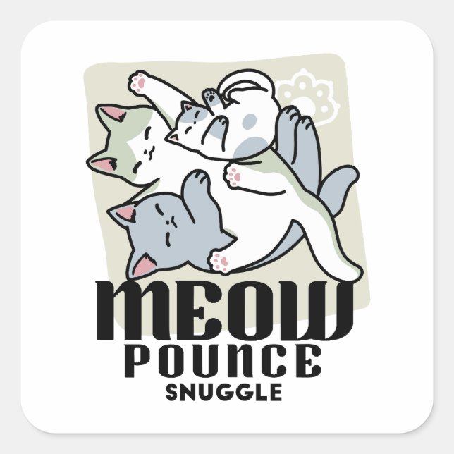 Pegatina Cuadrada Laze Furr Days - Diseño de gatos perezosos (Anverso)