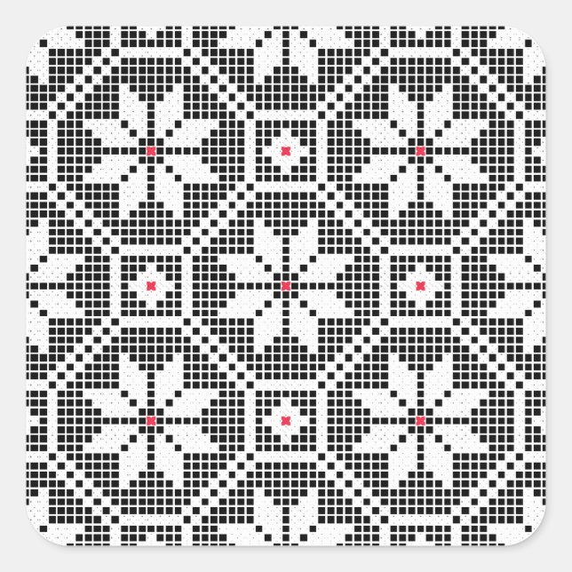 Pegatina Cuadrada Lazo blanco aislado sobre fondo negro PERSONALIZAR (Anverso)