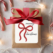 Lazo de cinta roja minimalista Feliz Navidad 