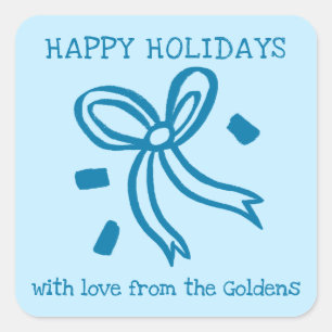 Pegatina Cuadrada Lazo de Navidad Doodle NAVIDAD Regalo de vacacione