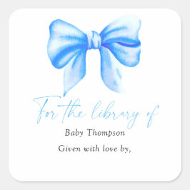 Pegatina Cuadrada Lazo - Ex libris para baby shower, libros para beb