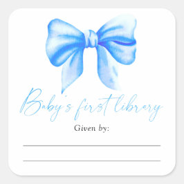 Pegatina Cuadrada Lazo - Ex libris para baby shower, libros para beb