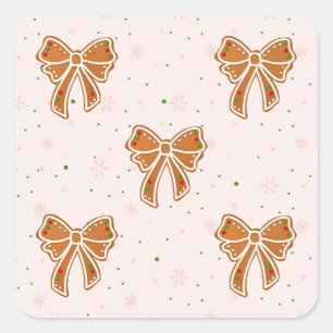 Pegatina Cuadrada Lazos de Galletas de Navidad