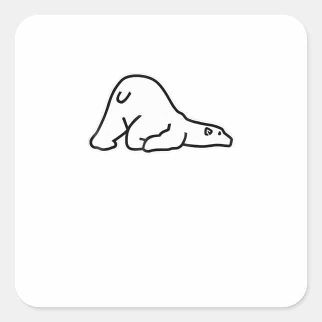 Pegatina Cuadrada Lazy Cute Polar Oso Animal Lover (Anverso)
