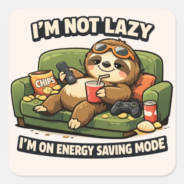 Pegatina Cuadrada Lazy Level: Expert (Anverso)