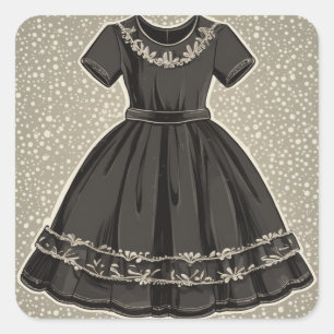 Pegatina Cuadrada LBD (Pequeño Vestido Negro) Arte