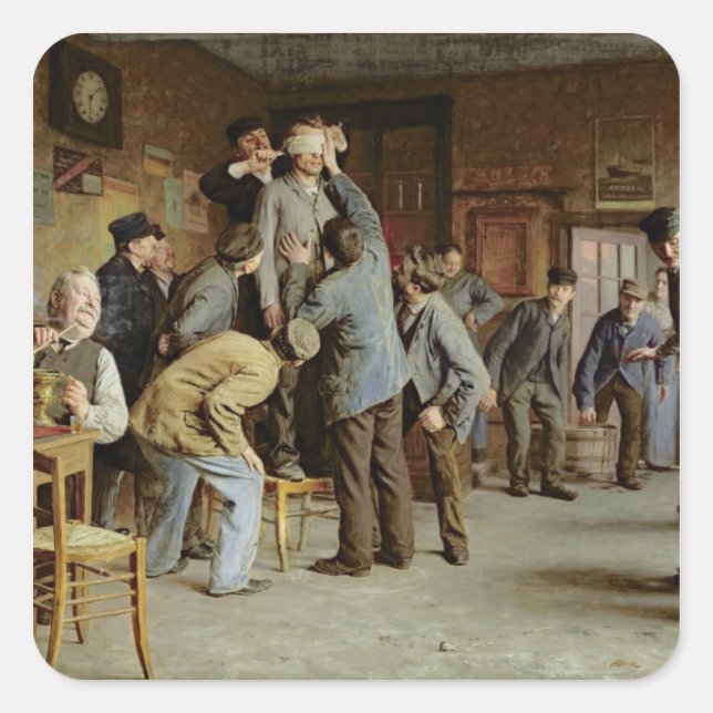 Pegatina Cuadrada Le Bain de Pieds Inattendu, 1895 (Anverso)