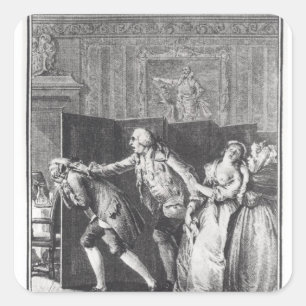 Pegatina Cuadrada Le Baron chassa Candide du Chateau