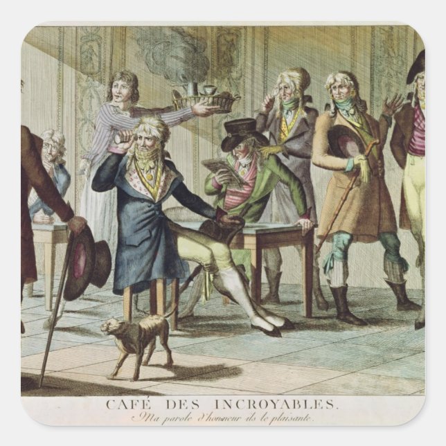 Pegatina Cuadrada Le Cafe des Incroyables, 1797 (Anverso)