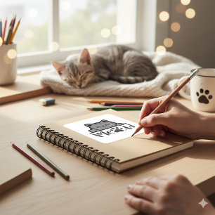 Pegatina Cuadrada Le Design 'Meow' Trop Mignon 🐾 😻
